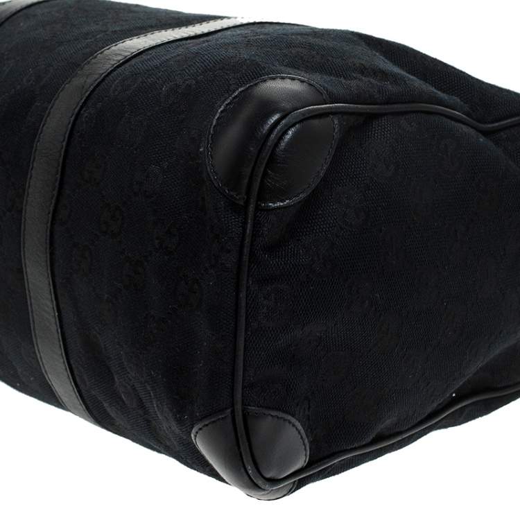 Pre Owned Gucci Black GG Canvas and Leather Boston Bag 