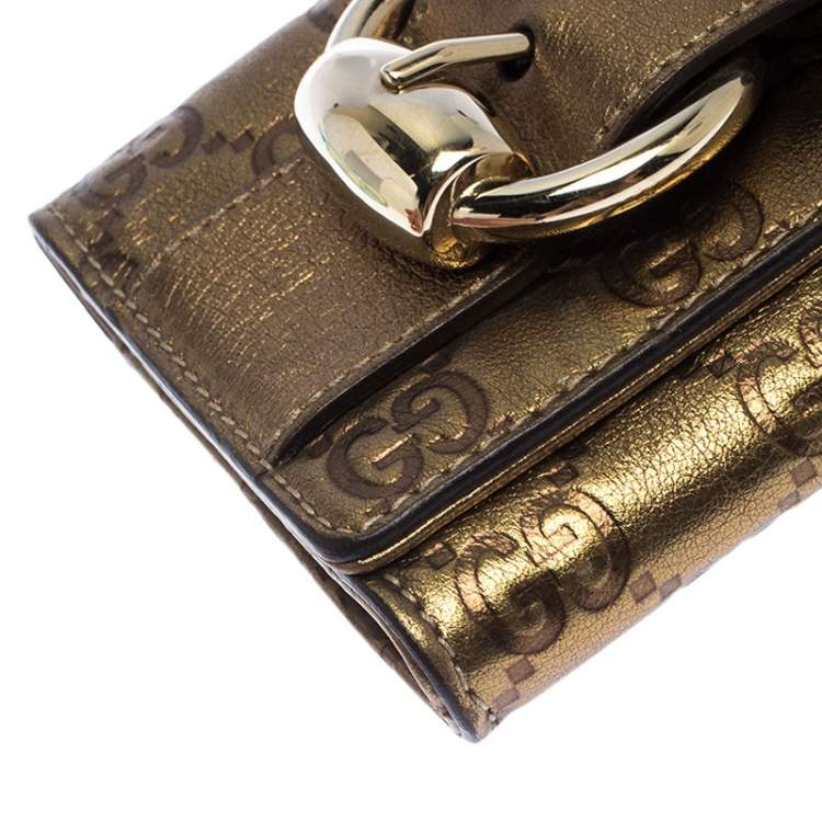 مملوكة مسبقًا Gucci Gold Guccissima Leather Romy Clutch