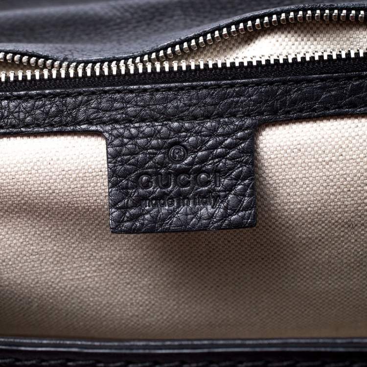 Pre Owned Gucci Black Leather Large New Bamboo Tassel Top Handle Bag