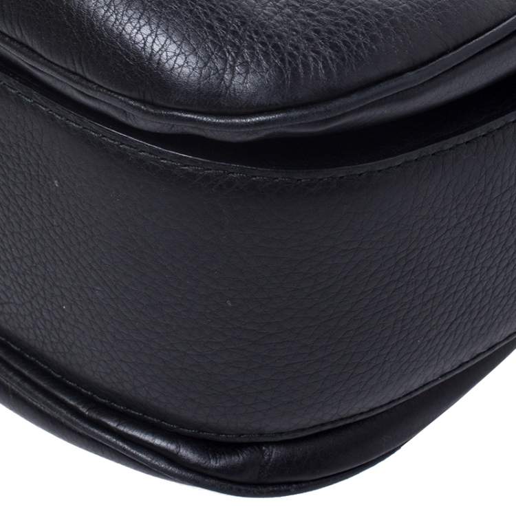 Pre Owned Gucci Black Leather Large New Bamboo Tassel Top Handle Bag
