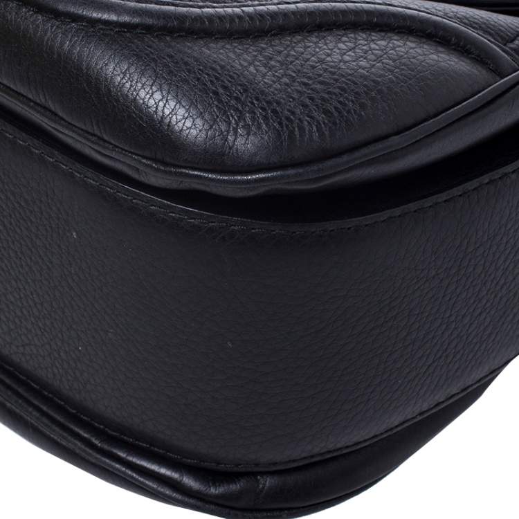Pre Owned Gucci Black Leather Large New Bamboo Tassel Top Handle Bag