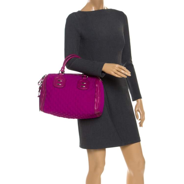 مملوكة مسبقًا Gucci Magenta GG Neoprene and Leather Medium Techno Tag Boston Bag