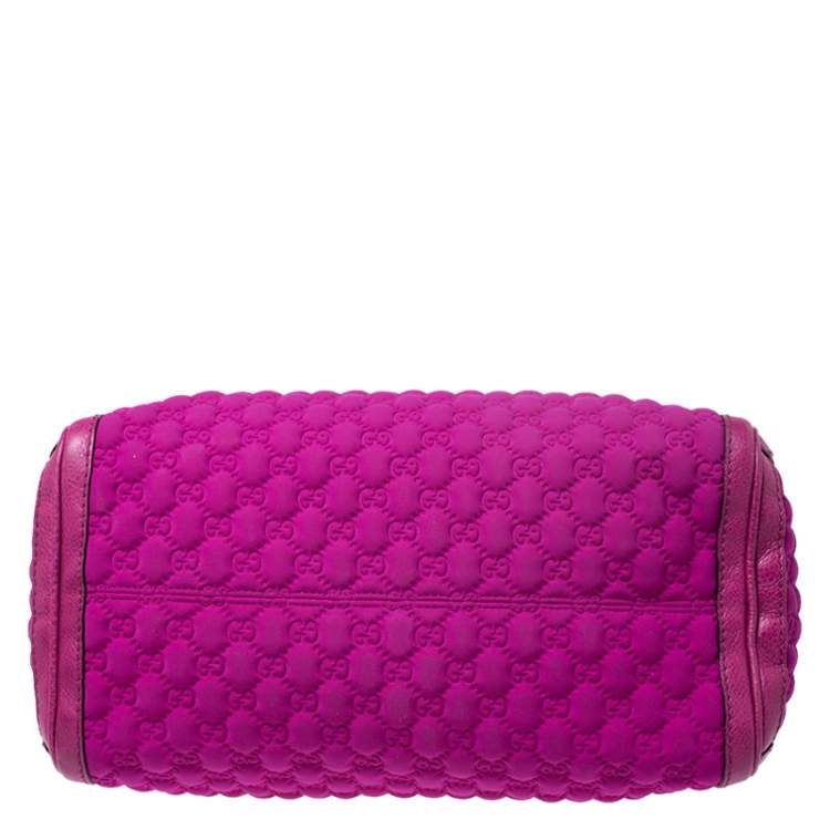 مملوكة مسبقًا Gucci Magenta GG Neoprene and Leather Medium Techno Tag Boston Bag