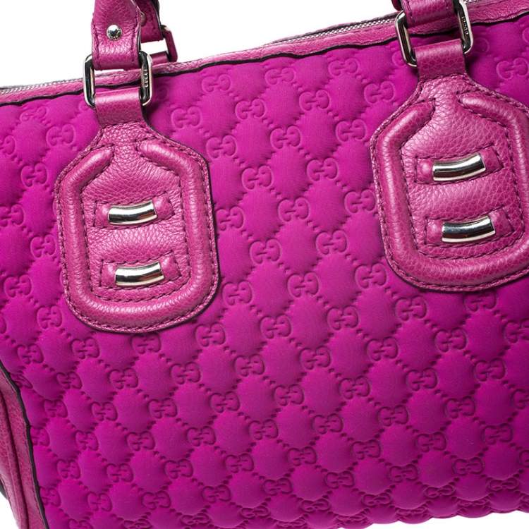 مملوكة مسبقًا Gucci Magenta GG Neoprene and Leather Medium Techno Tag Boston Bag