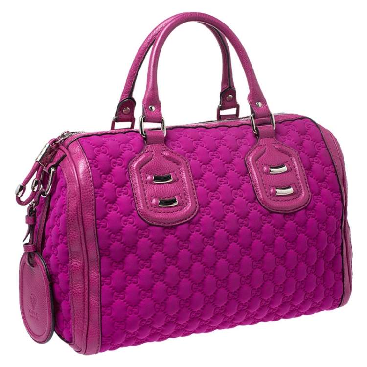 مملوكة مسبقًا Gucci Magenta GG Neoprene and Leather Medium Techno Tag Boston Bag