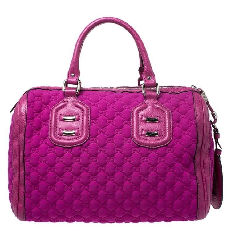 مملوكة مسبقًا Gucci Magenta GG Neoprene and Leather Medium Techno Tag Boston Bag