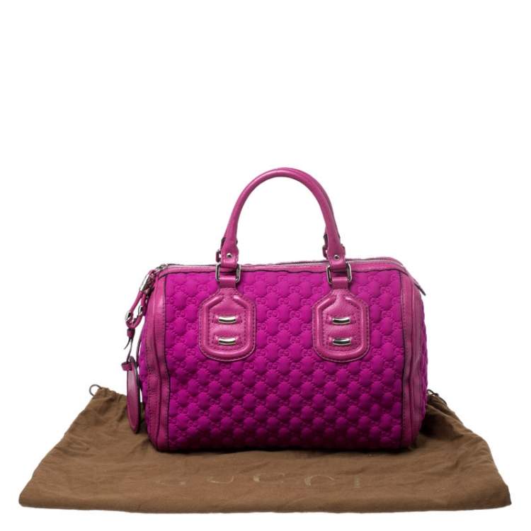 مملوكة مسبقًا Gucci Magenta GG Neoprene and Leather Medium Techno Tag Boston Bag