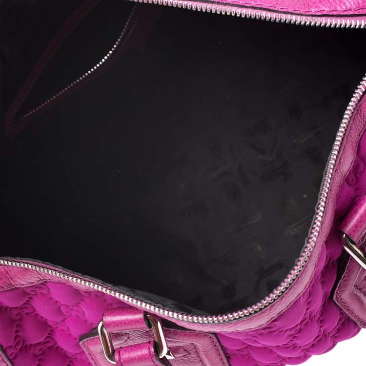 مملوكة مسبقًا Gucci Magenta GG Neoprene and Leather Medium Techno Tag Boston Bag