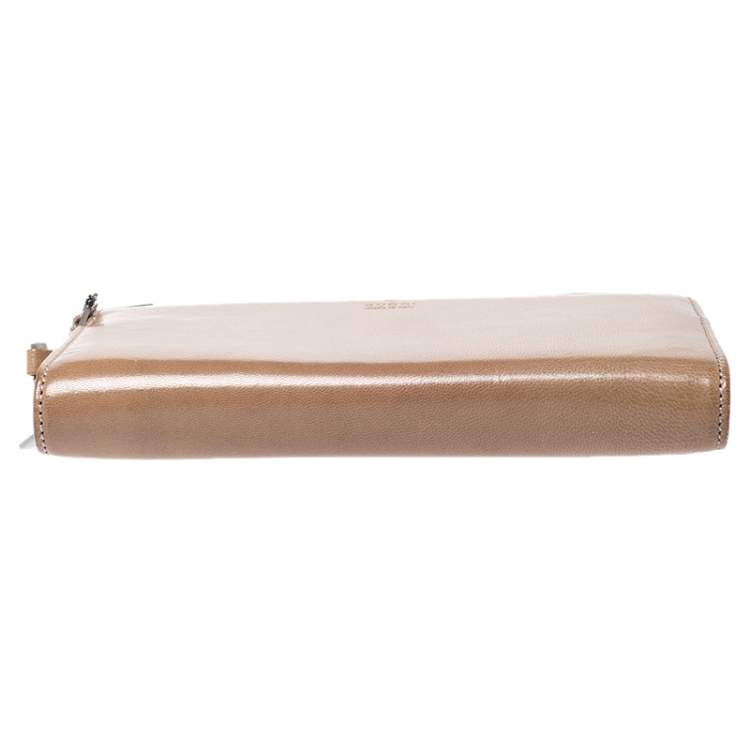 Pre Owned Gucci Light Brown Leather Wristlet Wallet