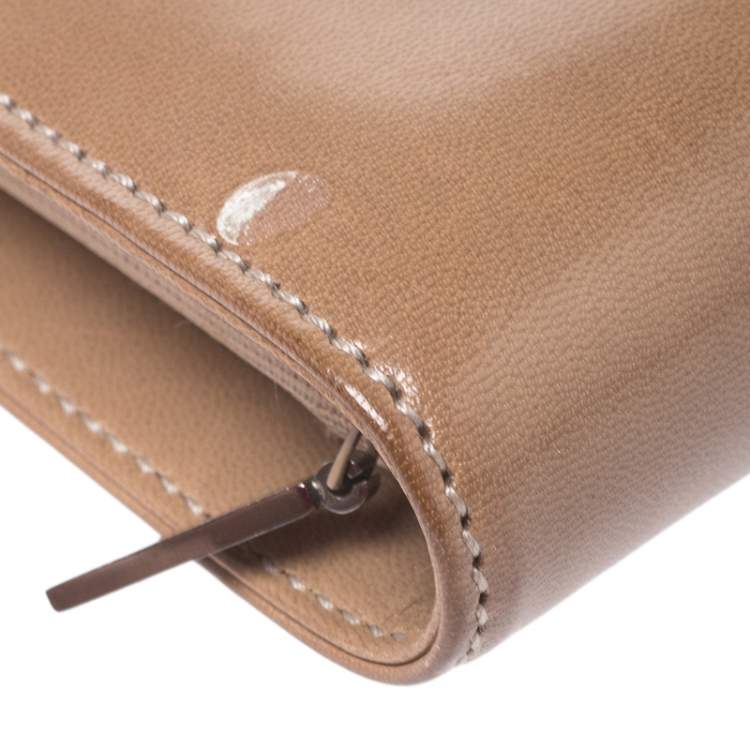 Pre Owned Gucci Light Brown Leather Wristlet Wallet