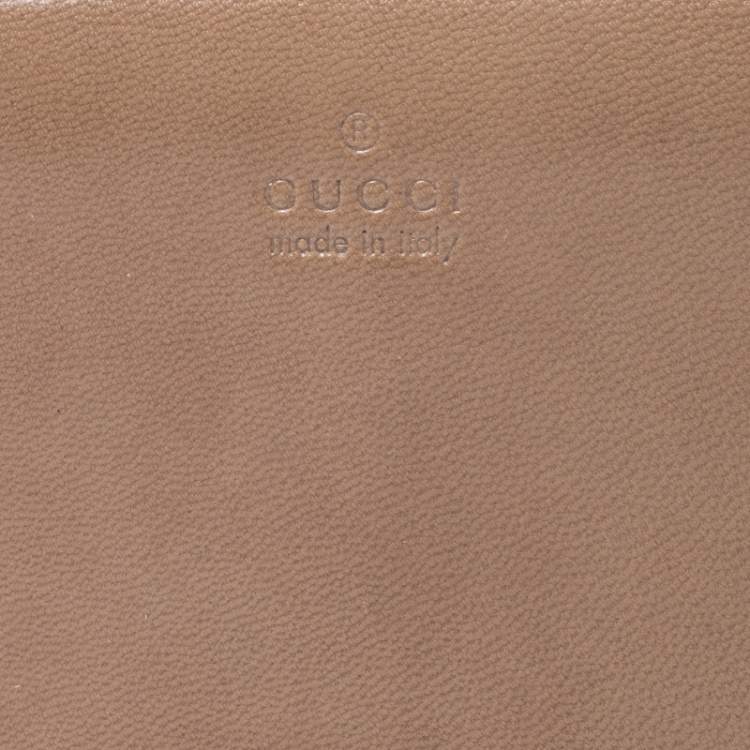Pre Owned Gucci Light Brown Leather Wristlet Wallet
