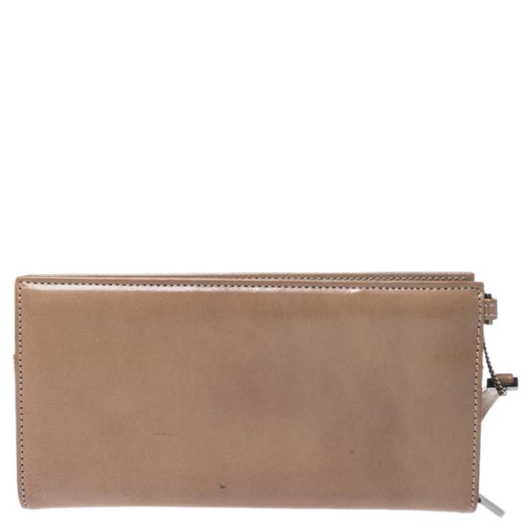 Pre Owned Gucci Light Brown Leather Wristlet Wallet