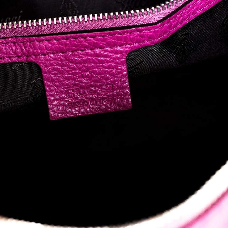 مملوكة مسبقًا Gucci Magenta Guccissima Neoprene and Leather Medium Techno Tag Boston Bag