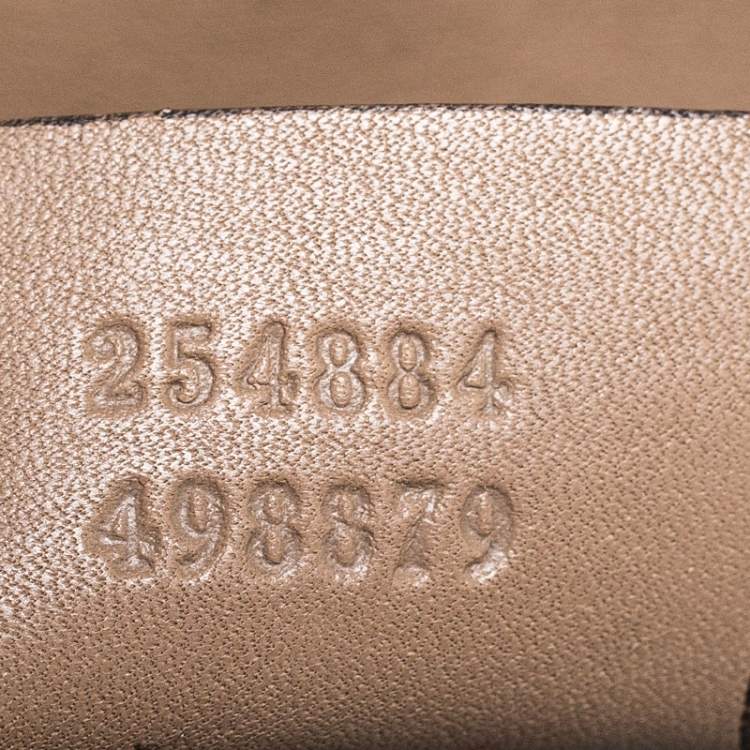 Pre Owned Gucci Gold Satin and Leather Bamboo Top Handle Bag