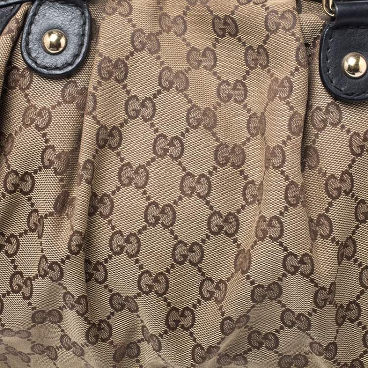 Pre Owned Gucci Beige GG Canvas and Leather Medium Sukey Boston Bag