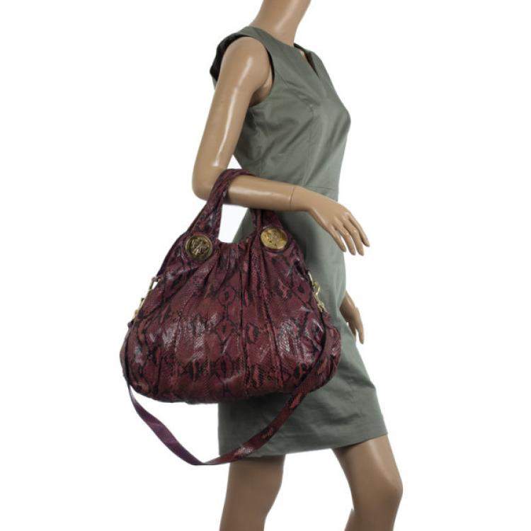 Pre Owned Gucci Red Python Hysteria Hobo