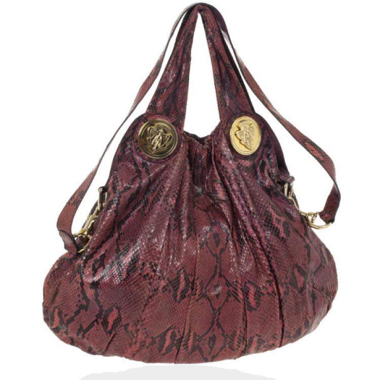 Pre Owned Gucci Red Python Hysteria Hobo