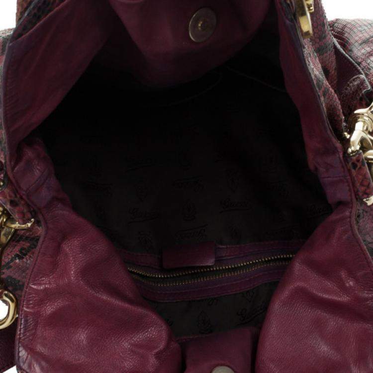 Pre Owned Gucci Red Python Hysteria Hobo