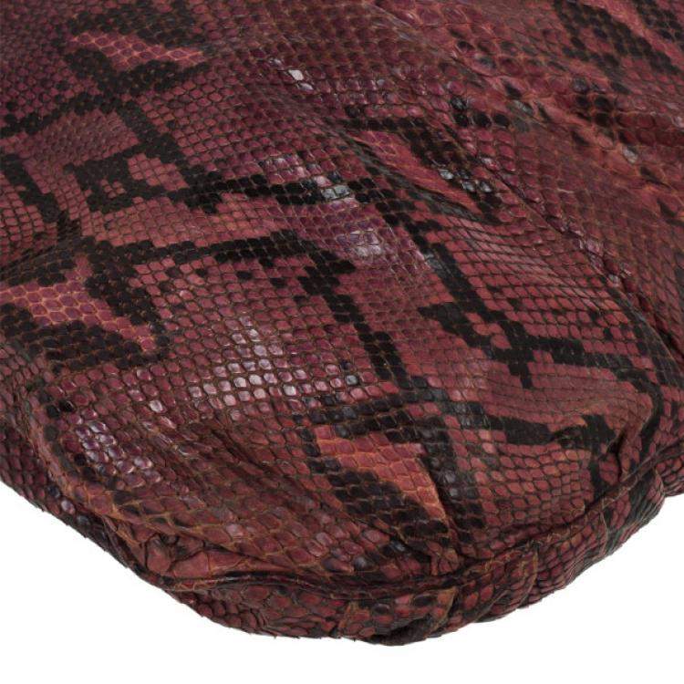 Pre Owned Gucci Red Python Hysteria Hobo