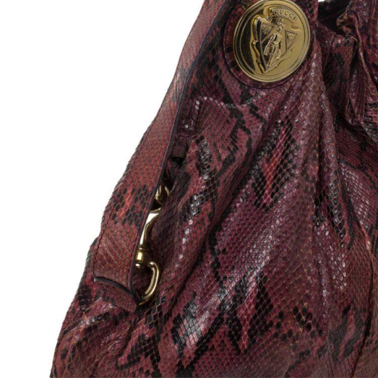 Pre Owned Gucci Red Python Hysteria Hobo