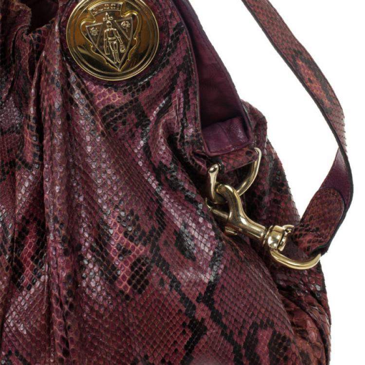 Pre Owned Gucci Red Python Hysteria Hobo