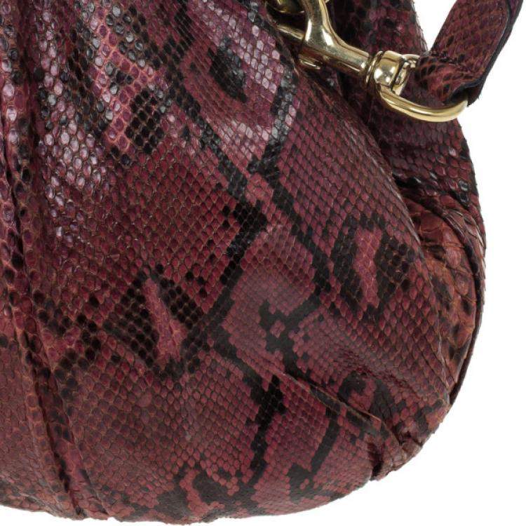 Pre Owned Gucci Red Python Hysteria Hobo