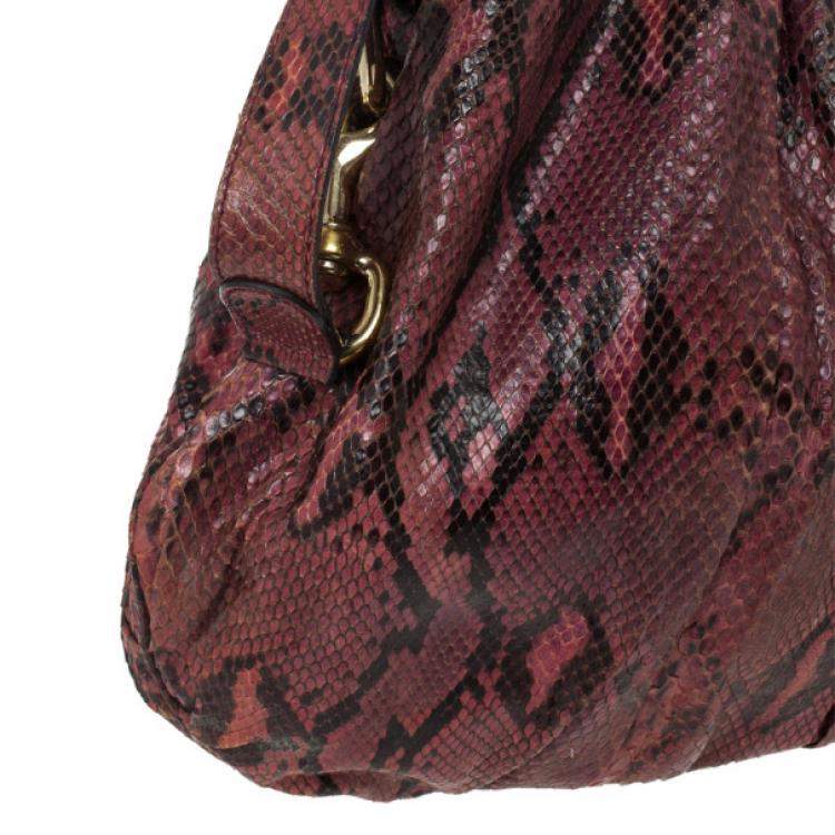 Pre Owned Gucci Red Python Hysteria Hobo