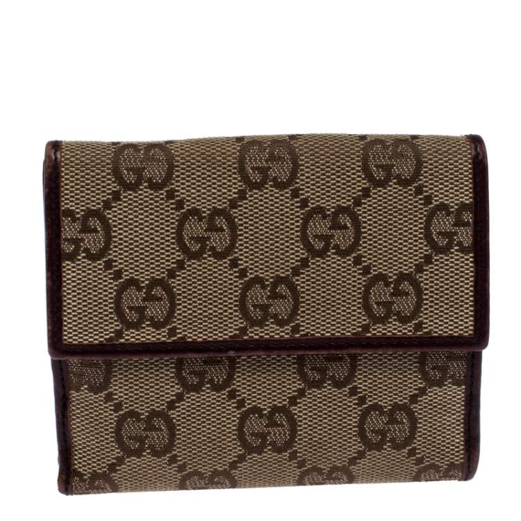 Gucci Beige/Brown GG Canvas Horsebit Compact Wallet