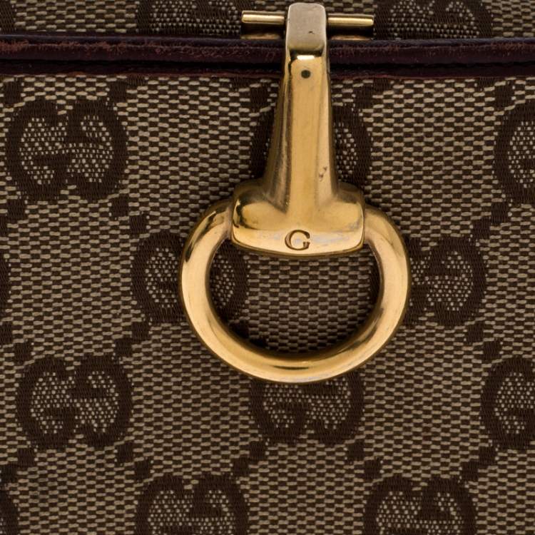 Gucci Beige/Brown GG Canvas Horsebit Compact Wallet