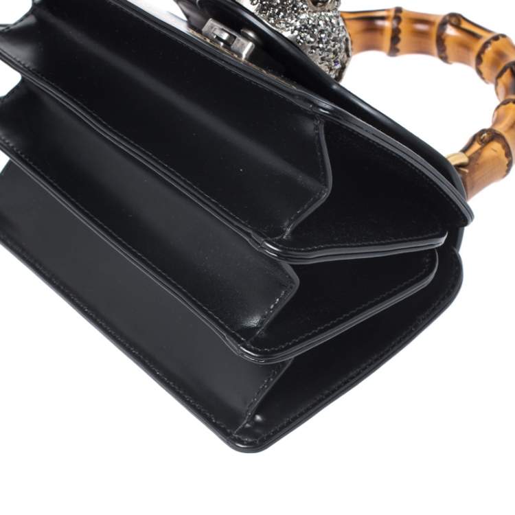 Pre Owned Gucci Black Leather Small Thiara Bamboo Top Handle Bag