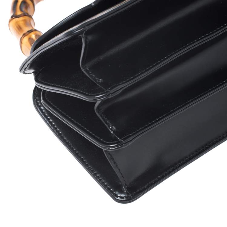 Pre Owned Gucci Black Leather Small Thiara Bamboo Top Handle Bag