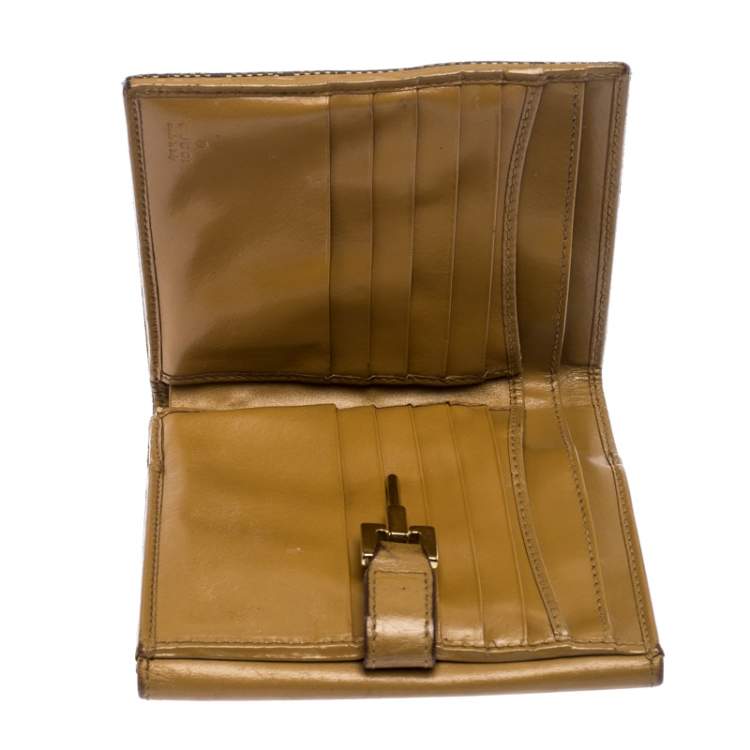 Vintage authentic wallet Gucci/Brown beige wallet leather canvas/Gucci  wallet/Gucci monogram design wallet
