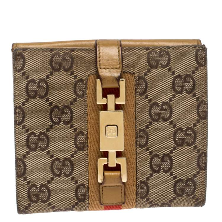 Gucci Tan/Beige GG Canvas and Leather Jackie Compact Wallet Gucci | The  Luxury Closet