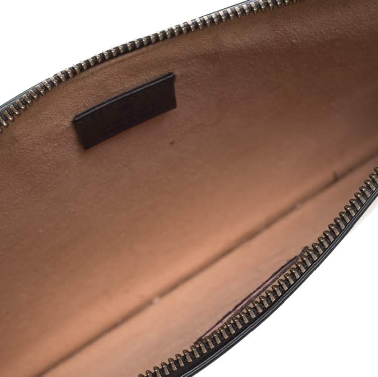 Pre Owned Gucci Black Leather Ghost Zip Pouch
