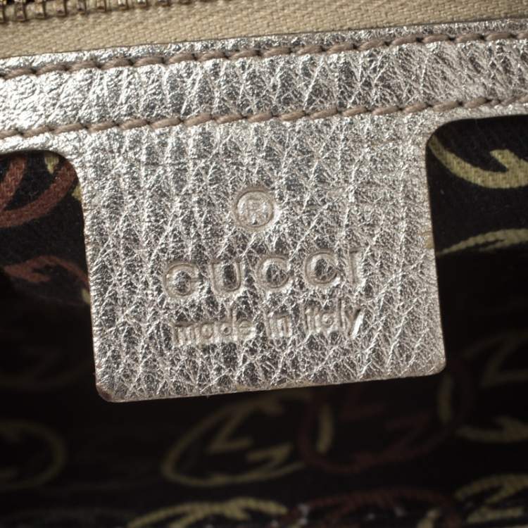 مملوكة مسبقًا Gucci Metallic Gold Leather Dialux Britt Boston Bag
