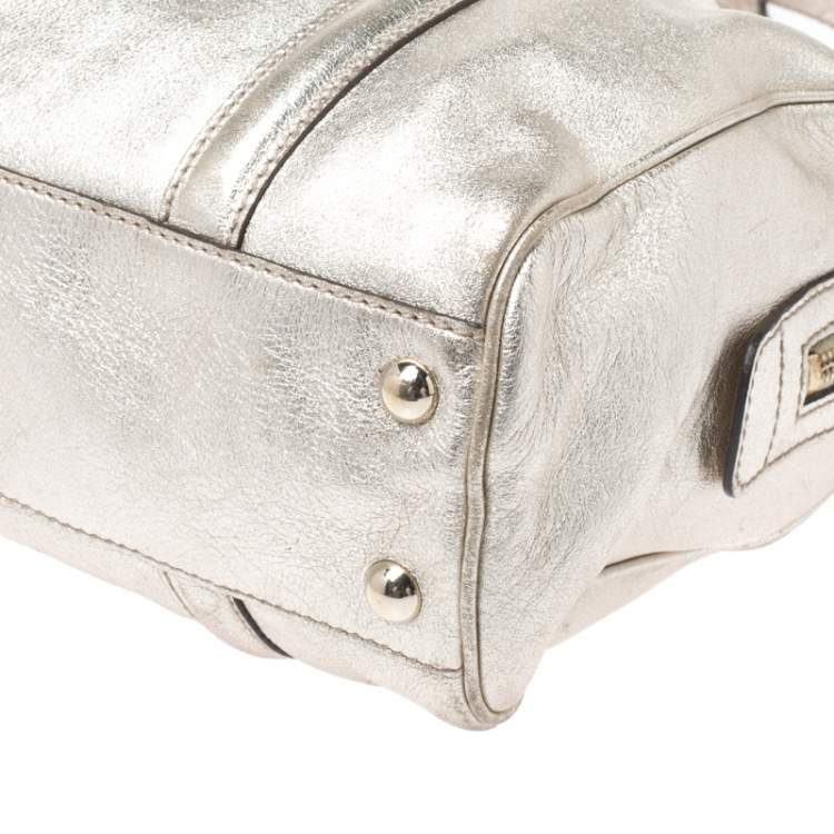 مملوكة مسبقًا Gucci Metallic Gold Leather Dialux Britt Boston Bag