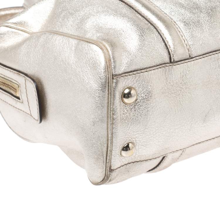 مملوكة مسبقًا Gucci Metallic Gold Leather Dialux Britt Boston Bag