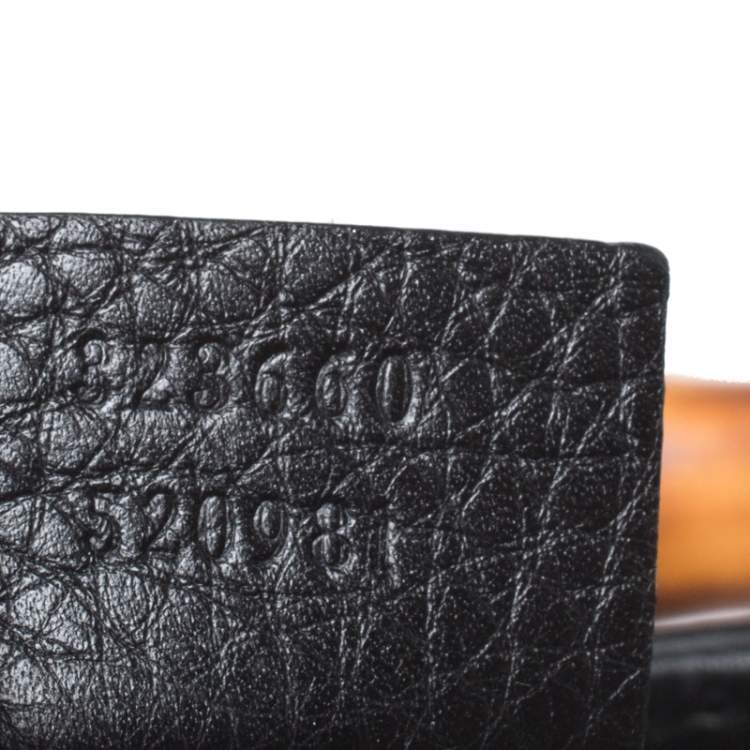 Pre Owned Gucci Black Leather Medium Bamboo Shopper Tote