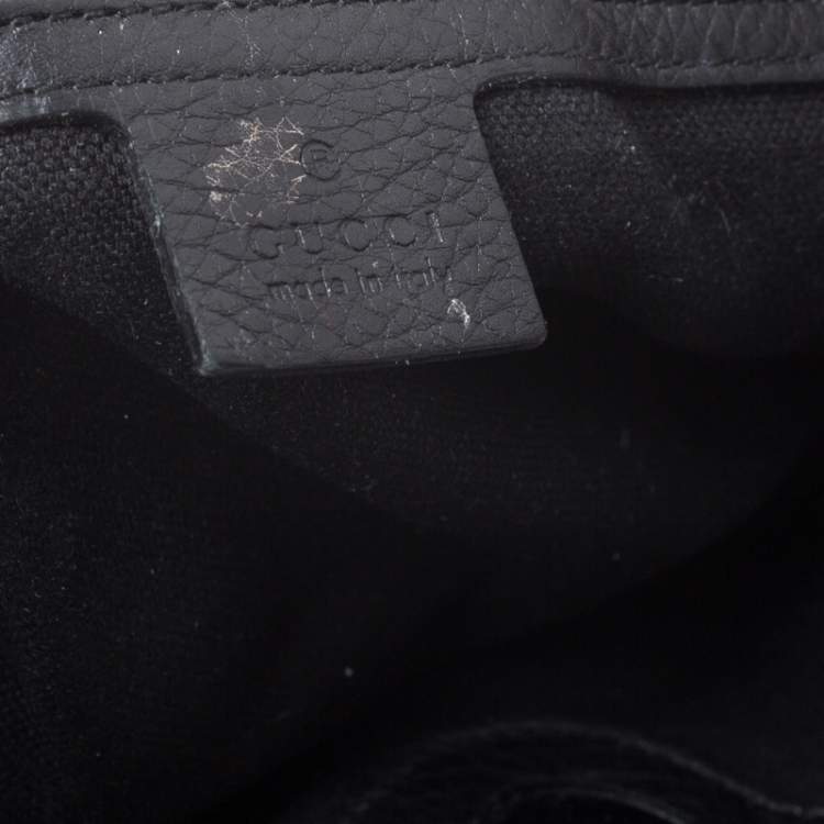 Pre Owned Gucci Black Leather Medium Bamboo Shopper Tote