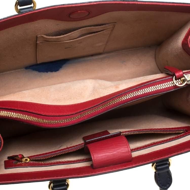 مملوكة مسبقًا Gucci Navy Blue/Red GG Supreme Top Handle Bag