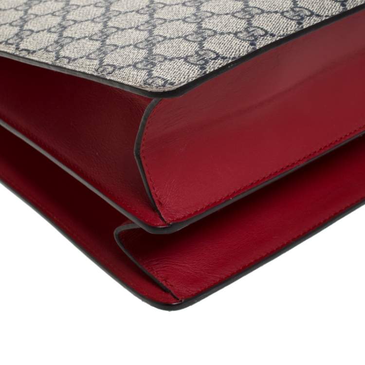 مملوكة مسبقًا Gucci Navy Blue/Red GG Supreme Top Handle Bag