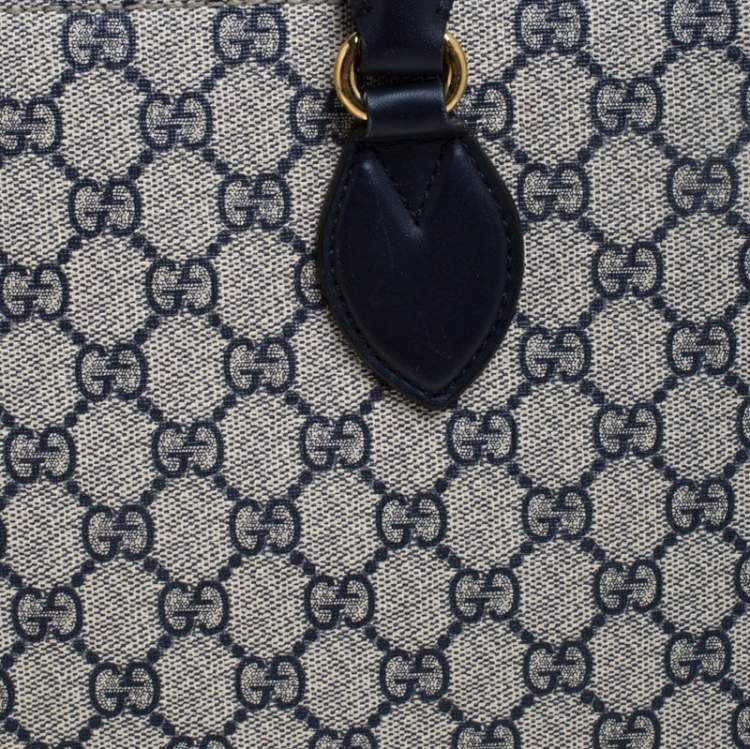 مملوكة مسبقًا Gucci Navy Blue/Red GG Supreme Top Handle Bag
