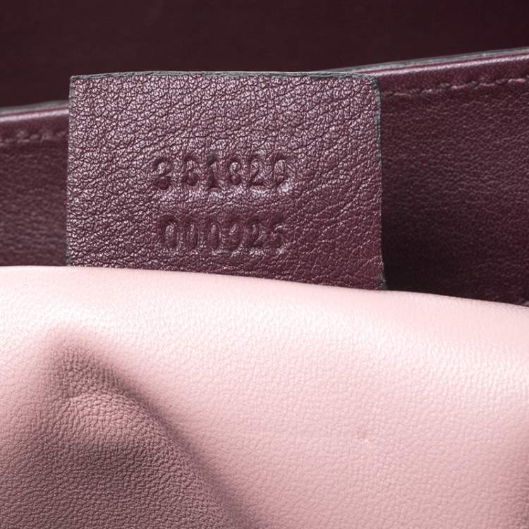 Pre Owned Gucci Burgundy/Pink Python Lady Lock Bamboo Top Handle Bag
