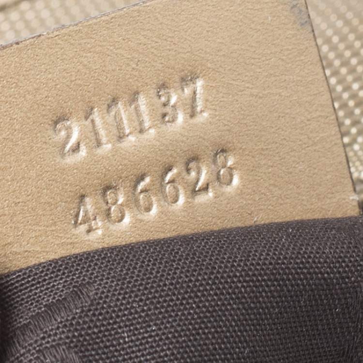 Pre Owned Gucci Gold GG Imprime Canvas and Leather Shopper Tote