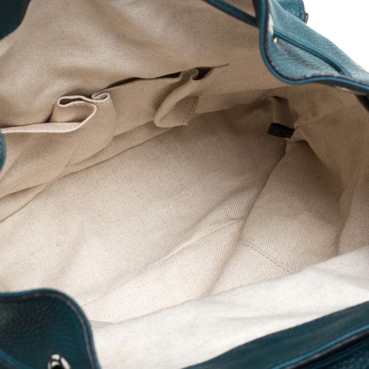 مملوكة مسبقًا Gucci Dark Green Leather Bamboo Sac Backpack 