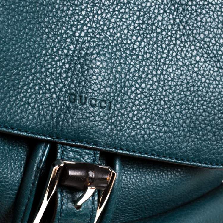 مملوكة مسبقًا Gucci Dark Green Leather Bamboo Sac Backpack 