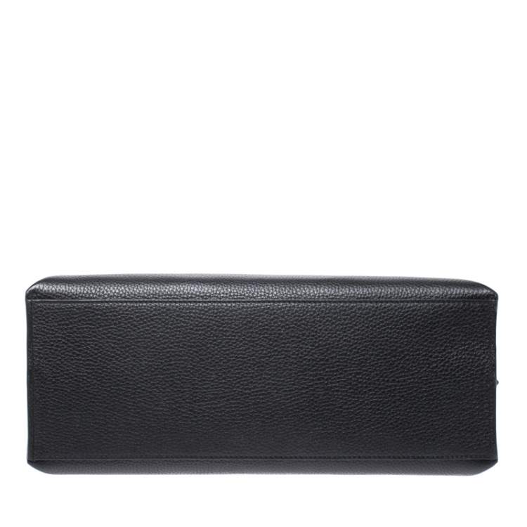 Pre Owned Gucci Black Leather Medium Bamboo Daily Top Handle Bag
