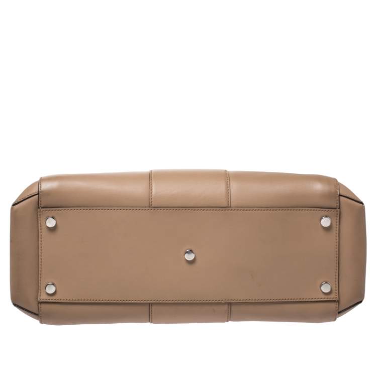 Pre Owned Gucci Beige Leather Lady Bamboo Top Handle Bag