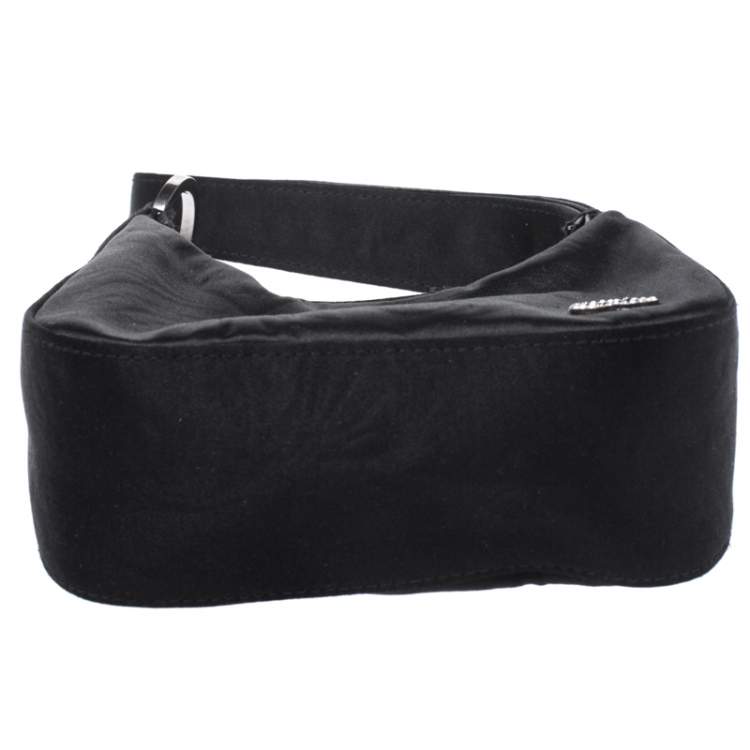 Pre Owned Escada Black Satin Crystal Logo Embellished Bag