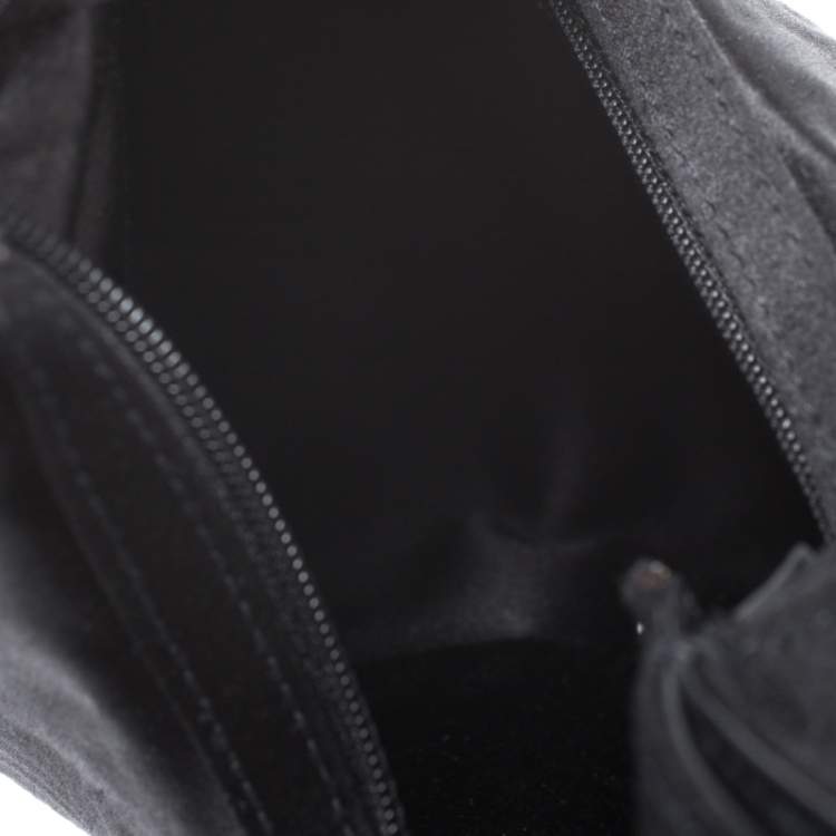 Pre Owned Escada Black Satin Crystal Logo Embellished Bag